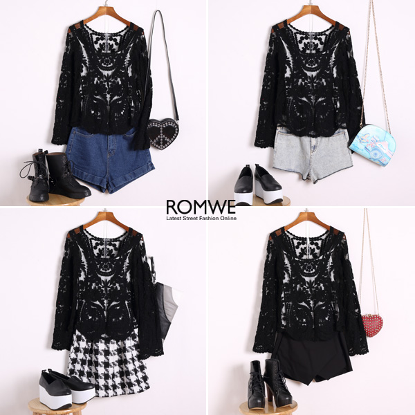 romwe black lace blouse giveaway