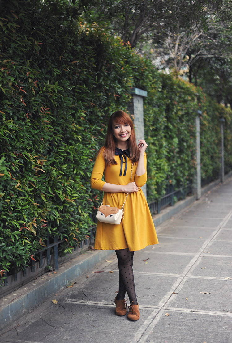 mustard yellow dress outfit