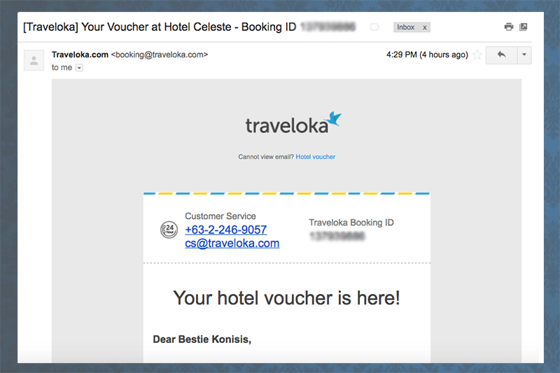 traveloka hotel booking confirmation